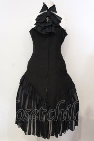 画像: MARBLE / ゴシックタイ付コルセット風ブラウスワンピース  ブラック×ホワイト O-25-07-14-015-GO-OP-IG-OS