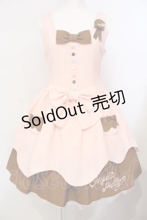 画像: Angelic Pretty / Sweetワッフルジャンパースカート  ピンク×ブラウン O-25-07-14-022-AP-OP-OW-OS