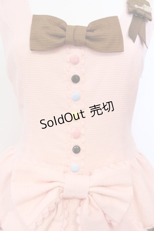 画像2: Angelic Pretty / Sweetワッフルジャンパースカート  ピンク×ブラウン O-25-07-14-022-AP-OP-OW-OS (2)