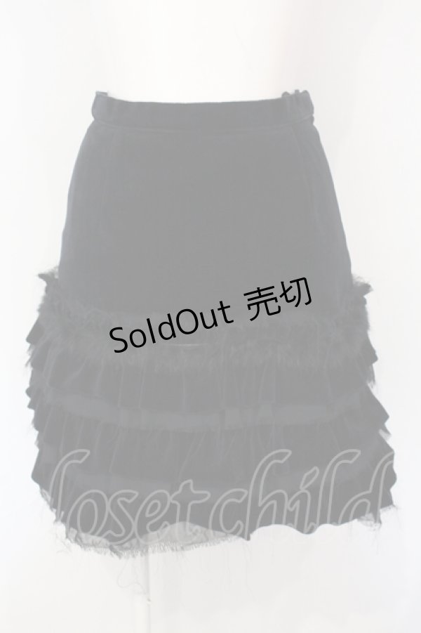 画像1: MIHO MATSUDA / 別珍ティアードスカート  ブラック O-25-07-15-028-GO-SK-IG-OS (1)