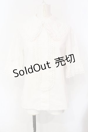 画像: Moi-meme-Moitie / スカラップコットンレースパフ袖ブラウス 13号 ホワイト O-25-07-15-039-MO-BL-OW-OS