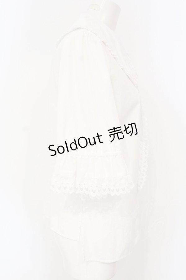 画像3: Moi-meme-Moitie / スカラップコットンレースパフ袖ブラウス 13号 ホワイト O-25-07-15-039-MO-BL-OW-OS (3)