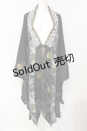画像: Qutie Frash / 着物ロングカーデ  ブラック O-25-07-15-045-QU-JA-IG-OS