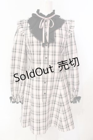 画像: Secret Honey / スタンドカラーラッフルワンピース  ピンク×クロ O-25-07-15-055-CA-OP-IG-OS