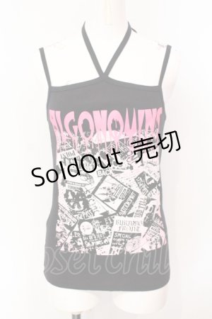画像: ALGONQUINS / プリントホルターキャミソール  ブラック O-25-07-15-059-AL-TO-IG-OS
