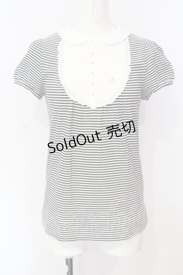 画像1: Franche Lippee / ボーダータックヨークTシャツ M クロ×シロ O-25-07-15-075-LO-TO-IG-OS (1)
