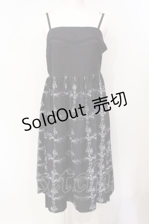 画像: Drug Honey / スカル柘榴レリーフキャミワンピース  ブラック O-25-07-15-080-PU-OP-OW-OS