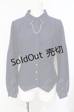 画像: axes femme / チェーン付コルセット風ブラウス  ネイビー O-25-07-15-092-AX-BL-IG-OS