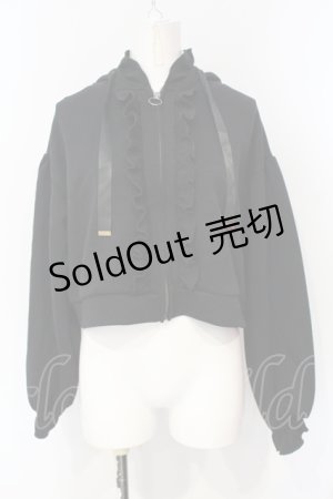 画像: axes femme / ショート丈フリルパーカー  クロ O-25-07-15-098-AX-TO-IG-OS
