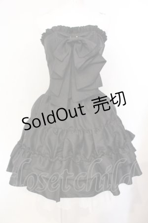 画像: ATELIER PIERROT / フロントリボン・ミニコルセットワンピース  ブラック O-25-07-15-012-EL-OP-OW-OS