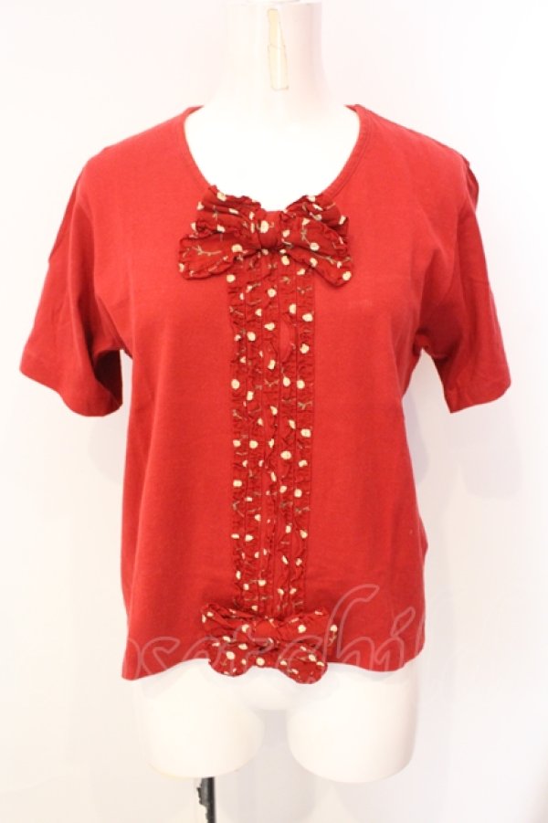 画像1: PINK HOUSE / ピコフリルリボントップス  アカ O-25-07-17-035-LO-TS-IG-ZI (1)