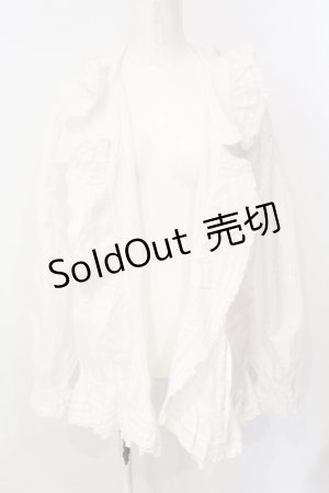 画像: INGEBORG / タックピコフリルオーバーブラウス  シロ O-25-07-17-037-LO-BL-IG-OS