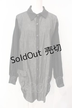 画像: Qutie Frash / デニムビックシャツ  ブラック O-25-07-17-041-QU-BL-YM-ZI