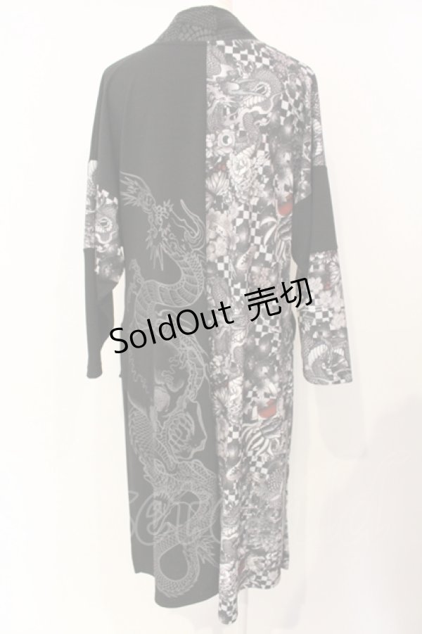 画像3: Qutie Frash / 和柄ロングカーデ  ブラック O-25-07-17-048-QU-TO-YM-ZI (3)