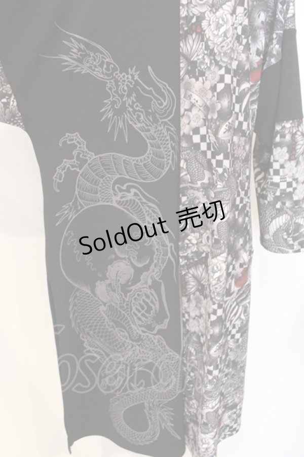 画像4: Qutie Frash / 和柄ロングカーデ  ブラック O-25-07-17-048-QU-TO-YM-ZI (4)