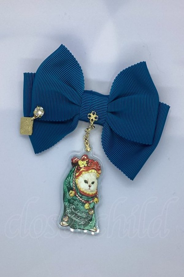 画像1: Enchantlic Enchantilly / 獅子舞猫ちゃんリボンブローチ  サックス×グリーン O-25-07-17-1026-LO-AC-IG-OS (1)