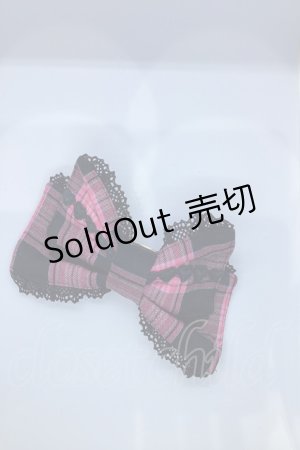 画像: Angelic Pretty / メルヘンタータンリボンヘアポニー【改造あり】  ブラック×ピンクチェック O-25-07-17-1057-AP-AC-IG-OS