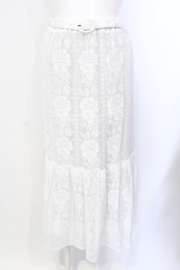 画像1: an another angelus / ストライプレース切替ギャザースカート  シロ O-25-07-17-069-CA-PA-IG-ZT227 (1)