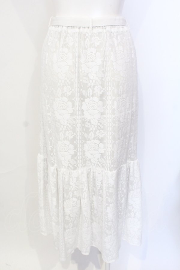 画像3: an another angelus / ストライプレース切替ギャザースカート  シロ O-25-07-17-069-CA-PA-IG-ZT227 (3)