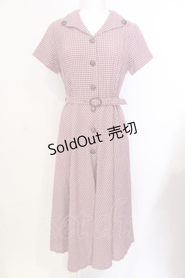画像1: an another angelus / レトロチェックフィット&フレアーワンピース  ピンク O-25-07-17-071-CA-OP-IG-ZT161 (1)