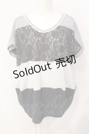 画像: axes femme / 異素材切り替えカットソー M グレー O-25-07-17-094-AX-TO-IG-ZT106