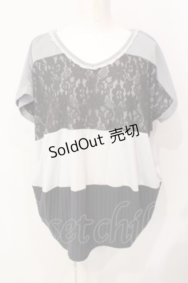 画像1: axes femme / 異素材切り替えカットソー M グレー O-25-07-17-094-AX-TO-IG-ZT106 (1)