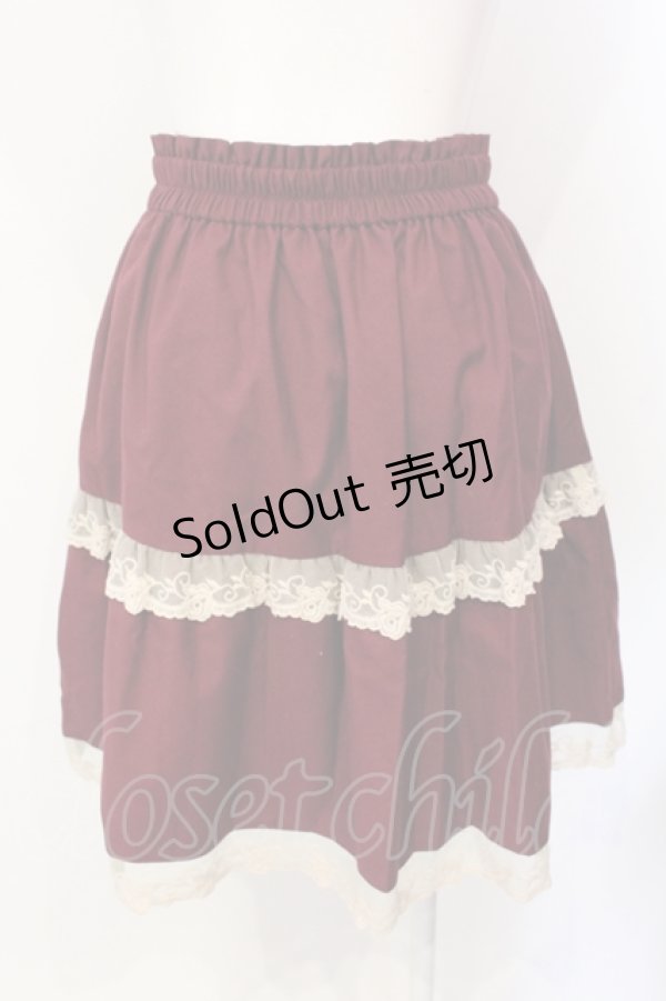 画像2: axes femme / レース切替スカート M ワイン O-25-07-17-103-AX-SK-IG-ZT460 (2)