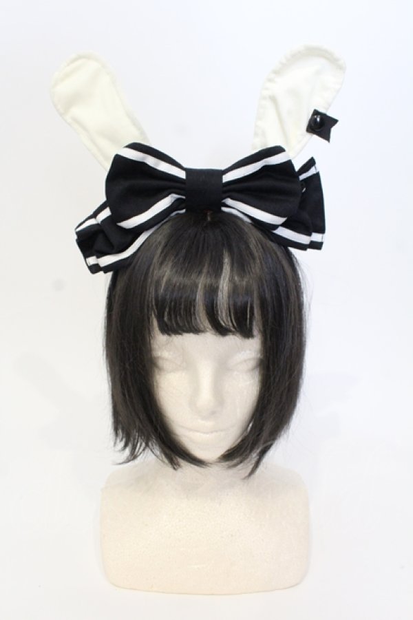 画像1: Angelic Pretty / Marionette Clockラビットカチューシャ  クロ O-25-07-17-121-AP-AC-IG-OS (1)
