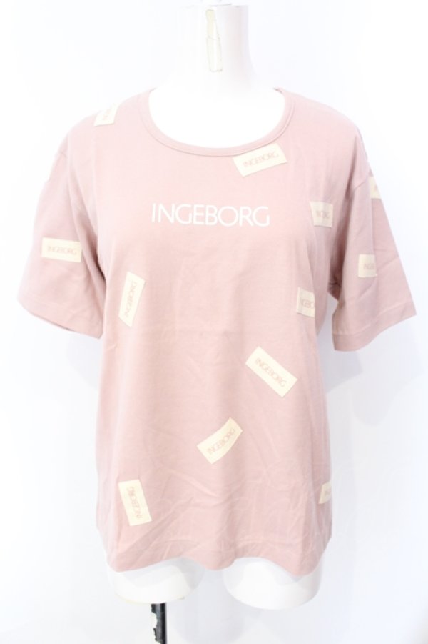 画像1: INGEBORG / ロゴパッチTシャツ S ピンク O-25-07-17-016-LO-TS-IG-ZT182 (1)