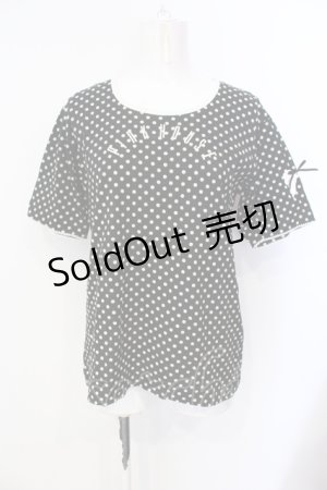 画像: PINK HOUSE / リボンドット半袖Tシャツ L クロ×シロ O-25-07-17-021-LO-TO-IG-ZT224