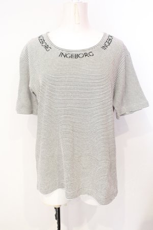 画像: INGEBORG / ロゴ刺繍ボーダーTシャツ  シロ×クロ O-25-07-17-023-LO-TS-IG-OS