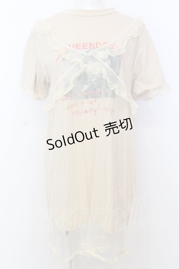 画像1: Bubbles / チュールレイヤードTシャツ F アイボリー O-25-07-18-038-CA-TO-OW-ZT508 (1)