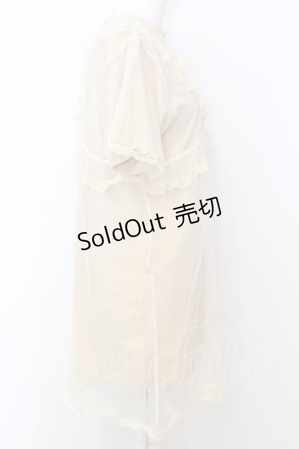 画像2: Bubbles / チュールレイヤードTシャツ F アイボリー O-25-07-18-038-CA-TO-OW-ZT508 (2)