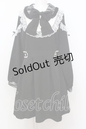 画像: DearMyLove / 袖レース切替ヨークフリルワンピース 3L クロ×シロ O-25-07-18-045-EL-OP-OW-OS