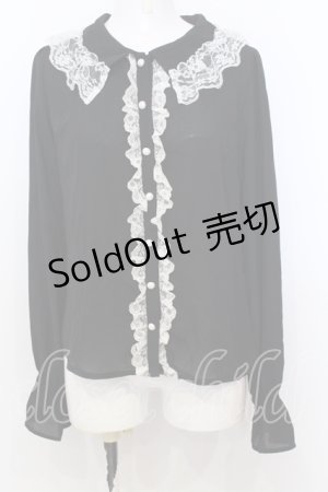 画像: Ank Rouge / ラッセルレース配色ブラウス M クロ×シロ O-25-07-18-052-CA-BL-OW-OS