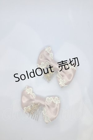 画像: ALICE and the PIRATES / トランプレースのサテンリボンコーム  ピンク O-25-07-18-1115-PA-AC-IG-OS