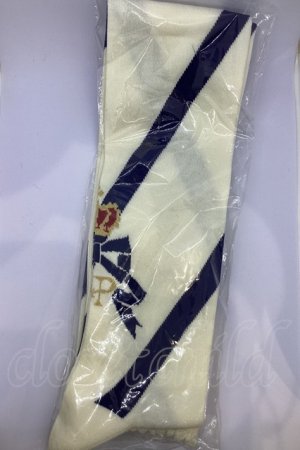 画像: ALICE and the PIRATES / ラブエアメールアップリケ オーバーニーソックス  オフ×ネイビー O-25-07-18-1037-PA-ZA-IG-OS