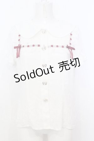 画像: Ank Rouge / はしごレース配色ブラウス M シロ×アカ O-25-07-18-056-CA-BL-OW-OS