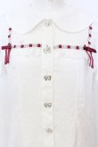 画像2: Ank Rouge / はしごレース配色ブラウス M シロ×アカ O-25-07-18-056-CA-BL-OW-OS (2)