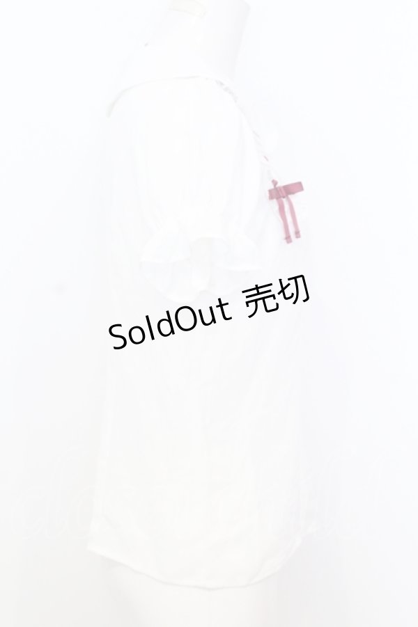 画像3: Ank Rouge / はしごレース配色ブラウス M シロ×アカ O-25-07-18-056-CA-BL-OW-OS (3)