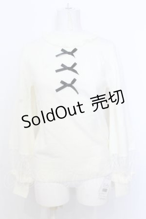 画像: Ank Rouge / 3つリボンレース切り替えニットプルオーバー M シロ O-25-07-18-079-CA-TO-OW-OS