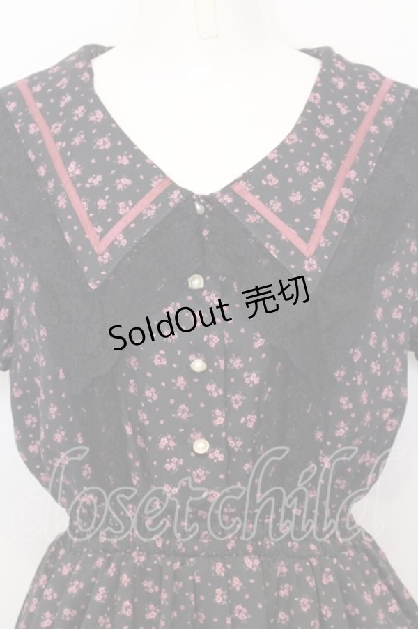 画像2: Ank Rouge / NostalgicFlowerセーラーカラーワンピース M クロ O-25-07-18-082-CA-OP-OW-OS (2)