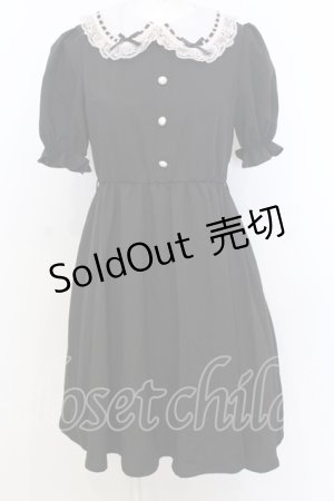 画像: Ank Rouge / はしごレース丸襟ワンピース M クロ×シロ O-25-07-18-091-CA-OP-OW-OS