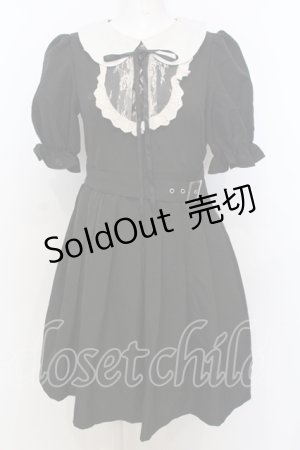 画像: Ank Rouge / レースヨーク丸襟プリーツワンピース M クロ×シロ O-25-07-18-092-CA-OP-OW-OS