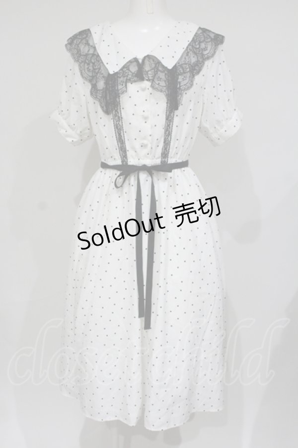 画像1: Ank Rouge / ドット襟ワンピース M シロ×クロ O-25-07-18-093-CA-OP-OW-OS (1)