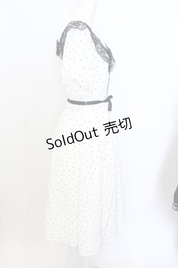 画像2: Ank Rouge / ドット襟ワンピース M シロ×クロ O-25-07-18-093-CA-OP-OW-OS (2)