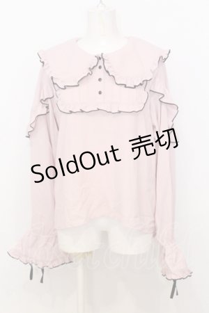 画像: DearMyLove / フリルブラウス 3L ピンク×クロ O-25-07-18-103-EL-BL-OW-OS