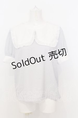 画像: evelyn / スクエアカラープルオーバー M サックス×シロ O-25-07-18-104-LO-TO-OW-OS