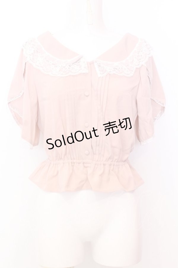 画像1: Honey Cinnamon / タックレースブラウス  ピンク O-25-07-18-013-LO-BL-OW-OS (1)