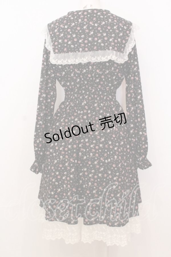画像4: Honey Cinnamon / はしごレース配色花柄ワンピース F クロ O-25-07-18-020-LO-OP-OW-OS (4)